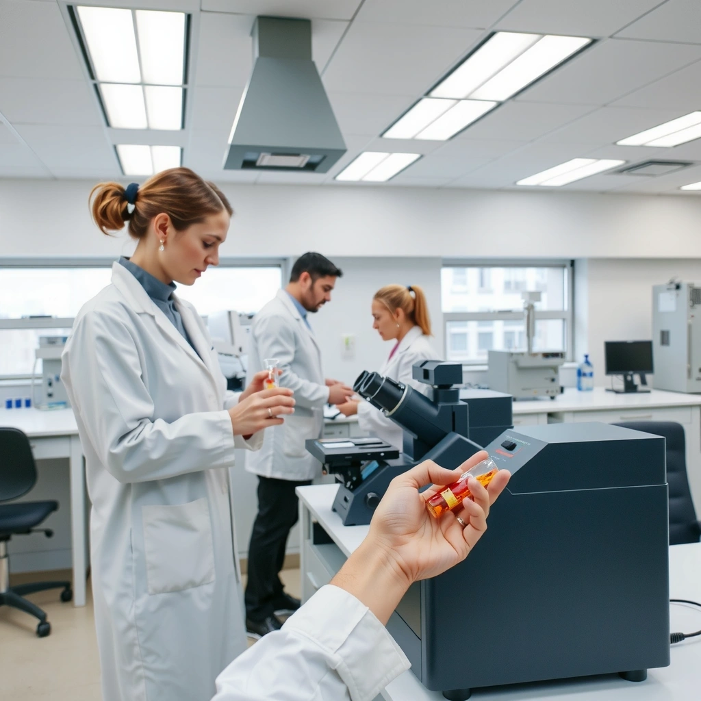 Advanced laboratory testing equipment showing quality control analysis process